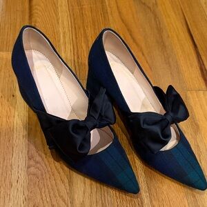 J. Crew Elegant Black, Green and Blue plaid Women's Heels size 8